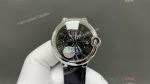 AF Ballon Bleu Cartier 33mm Calibre 076 Movement Black Face Black Leather Band Watch